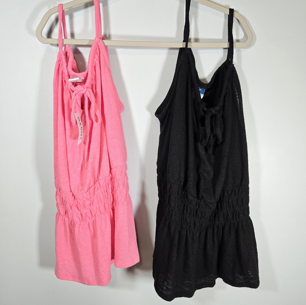 Old Navy Peplum Tanks Bundle of 2 Barbie Pink NWT & Black‎ NWOT Size Medium